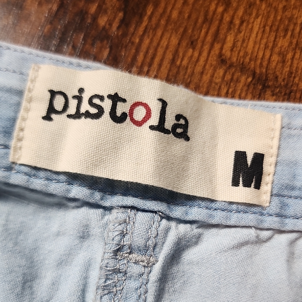 PISTOLA | Baez Light Wash Blue‎ Chambray Snap Front Long Maxi Skirt Pockets | M - Picture 3 of 10
